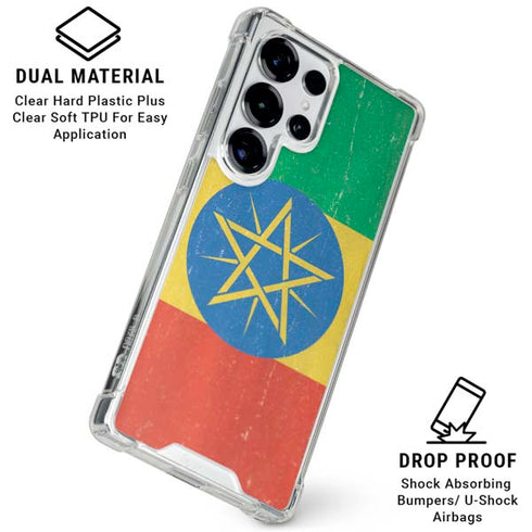 Ethiopia Flag Distressed Galaxy S25 Ultra Clear Case